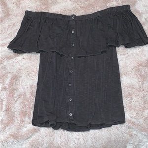 Charcoal Gray Off-The-Shoulder Top